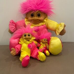 Russ Bright Pink and Yellow Troll Doll Set